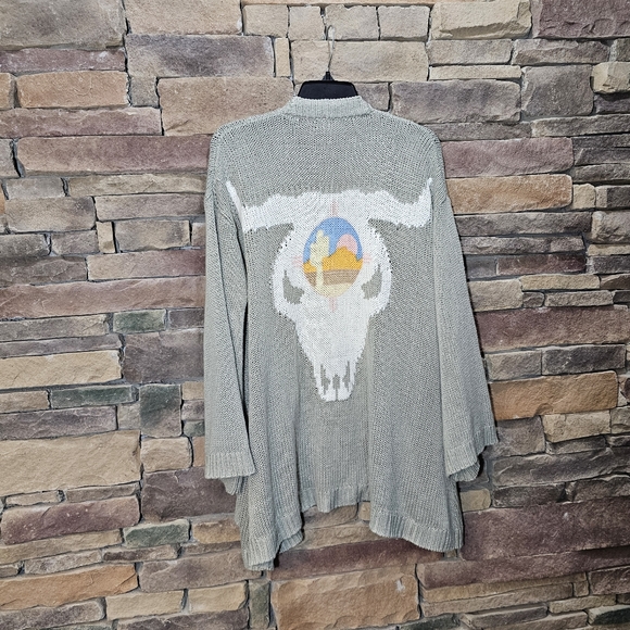 Show Me Your Mumu Mellow Easy Cardi Ojai Bull Skull Knit Cardigan Large - Picture 9 of 9